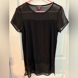 Vince Camuto Black Sheer Short Sleeve Top